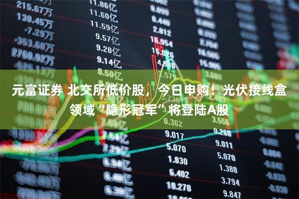 元富证券 北交所低价股，今日申购！光伏接线盒领域“隐形冠军”将登陆A股